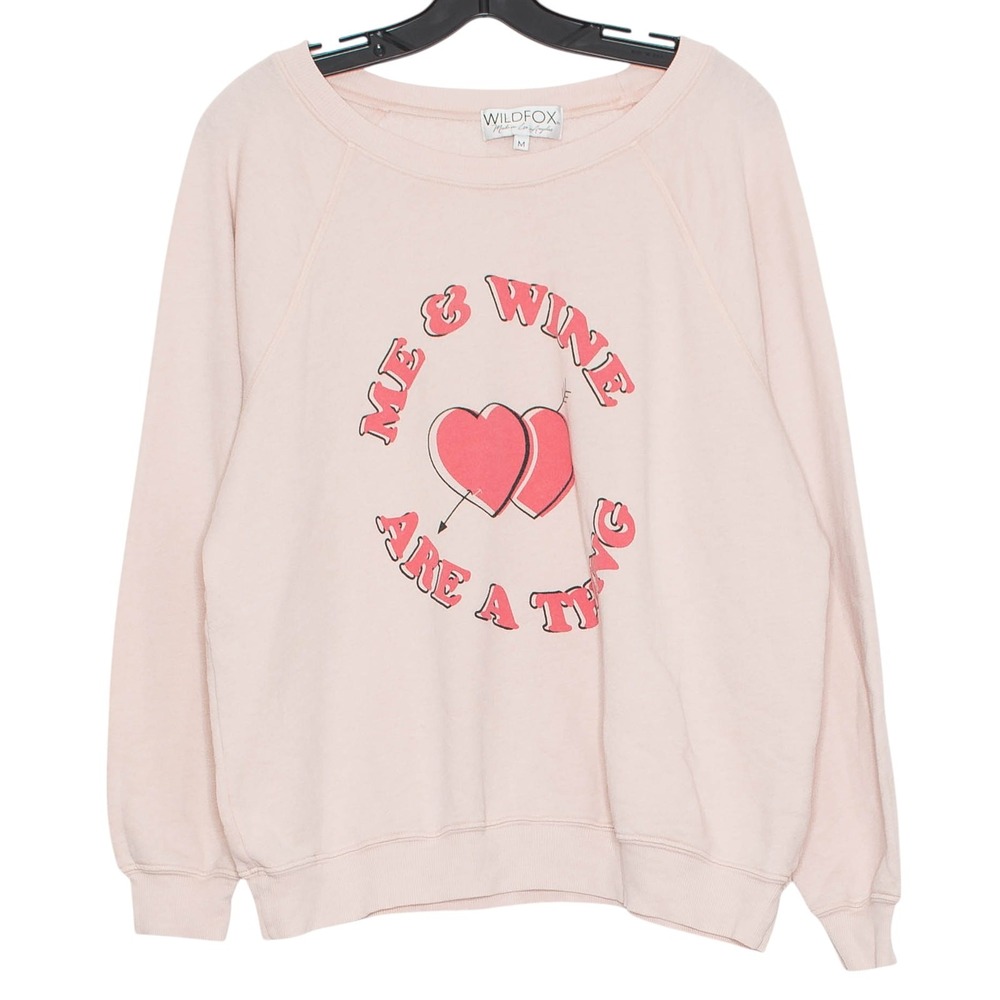 Wildfox Sweatshirt Me & Wine Are A Thing‎ Y2K Galentines Casual Cozy Pink Medium